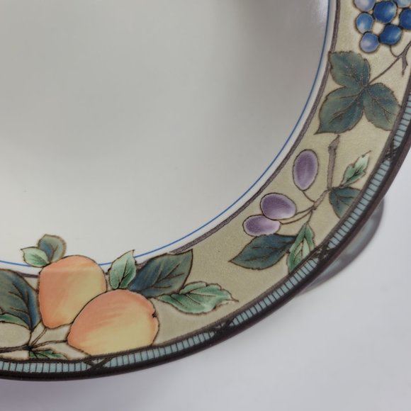 TWO Mikasa Intaglio Garden Harvest Rim Soup Bowls Fruit and Leaves on Rim - Picture 7 of 13